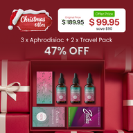 Offre spéciale vente de Noël : 3 x Huile aphrodisiaque + 2 x Pack voyage