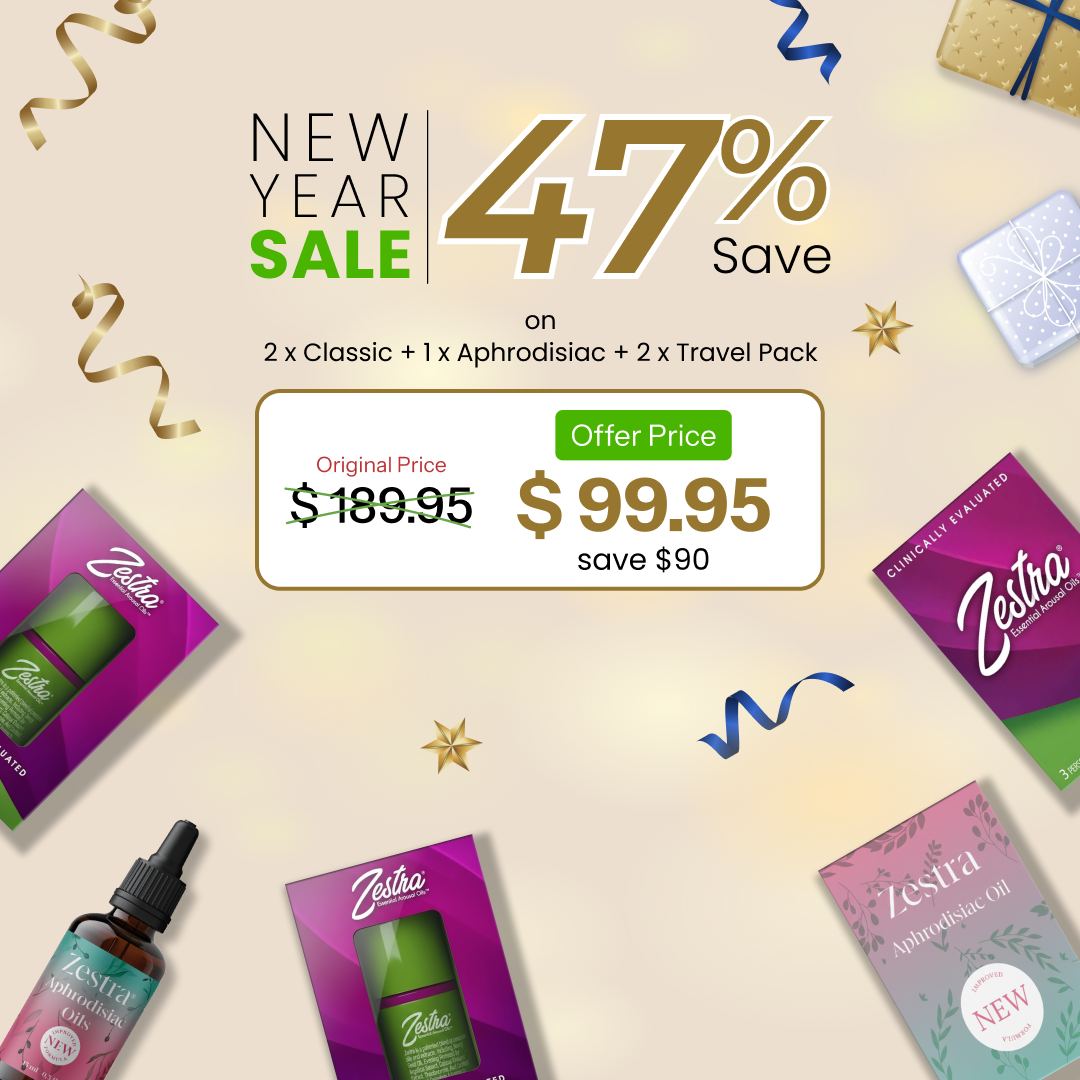 Nyårsförsäljning: 2 x Upphetsningsolja + 1 x Afrodisiakumolja + 2 x Reseförpackning